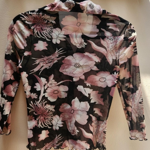 Stretch mesh floral blouse - Picture 2 of 3